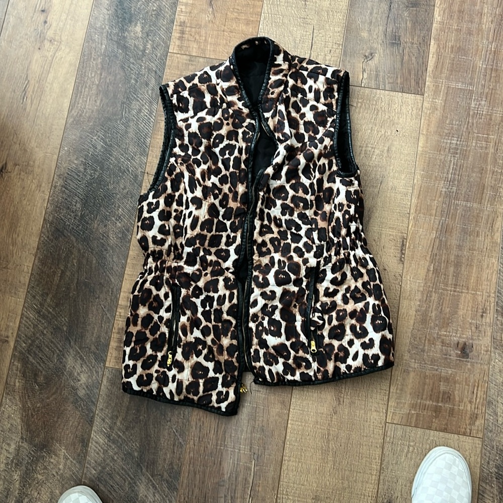 Leopard print vest with gold hardware